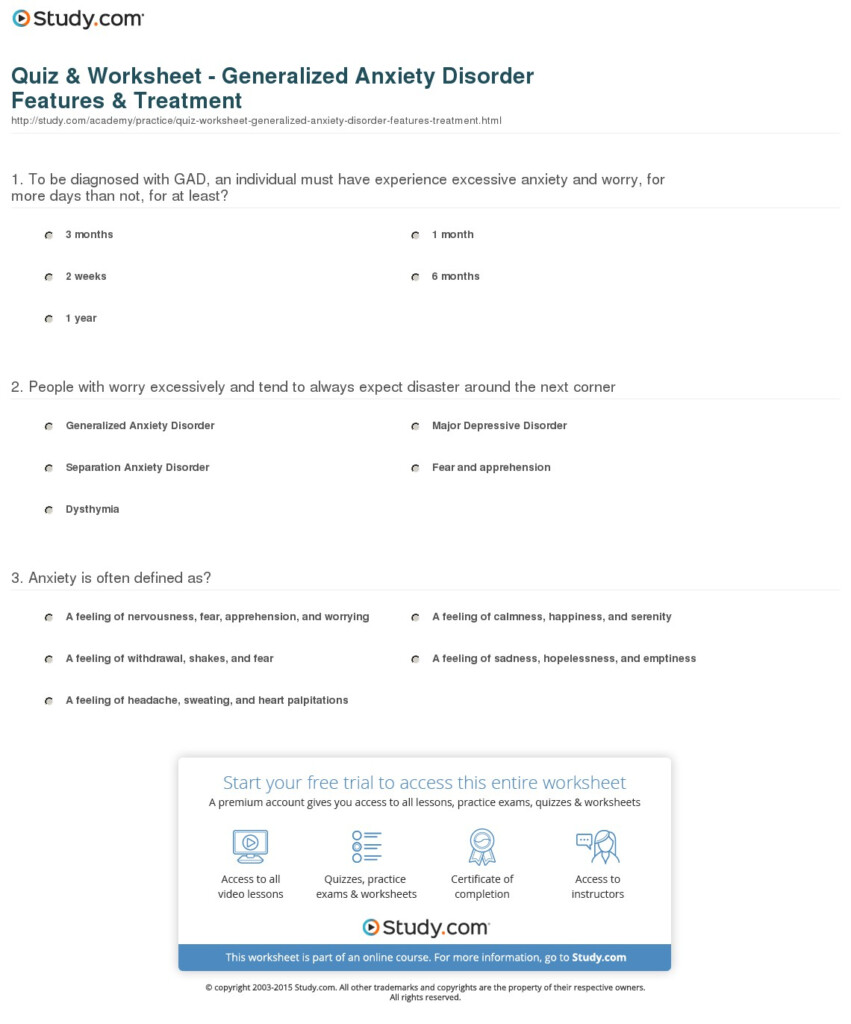 Post Acute Withdrawal Worksheets
