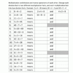 Relate Multiplication And Division Worksheets