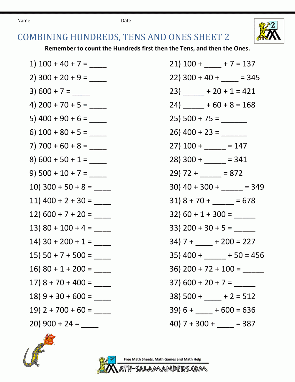 Second Grade Place Value Worksheets Second Grade Place Value Worksheets