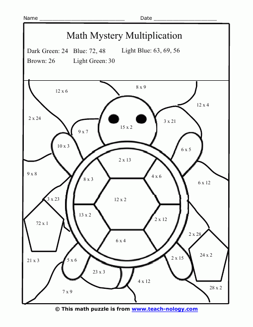 Silly Turtle Multiplication Puzzle