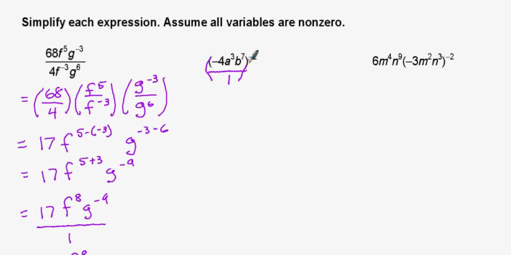 Simplifying Algebraic Expressions With Exponents YouTube