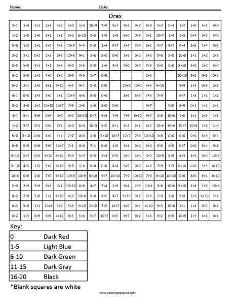 Superhero Addition And Subtraction Coloring Squared