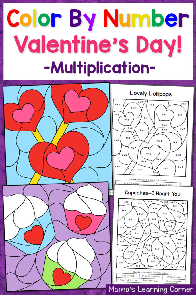 Valentine s Day Color By Number Multiplication Worksheets Mamas 