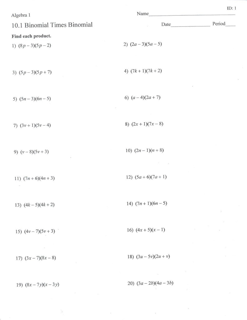 30 Multiplying Polynomials Worksheet Answers Education Template