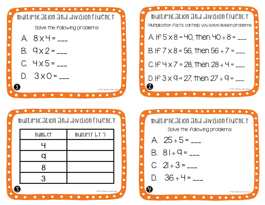 3rd Grade Multiplication And Division Fluency Task Cards The Teacher 3rd Grade Multiplication And Division Fluency Task Cards The Teacher