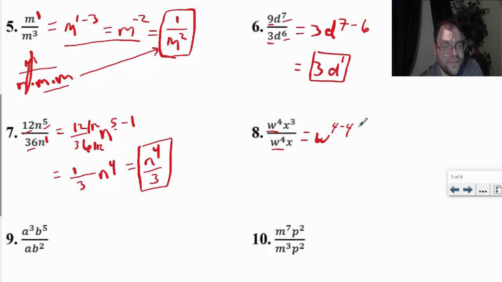 7 2 Skills Practice Division Properties Of Exponents YouTube