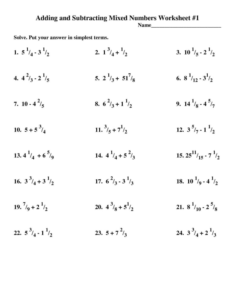 Adding And Subtracting Integer Worksheets
