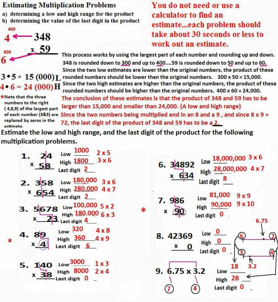 Cobb Adult Ed Math Estimation In Multiplication And Division