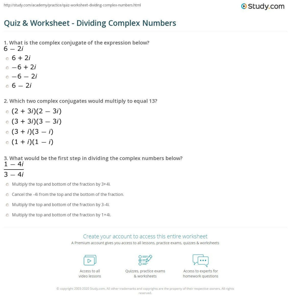 Complex Numbers Worksheet Live Worksheet Online