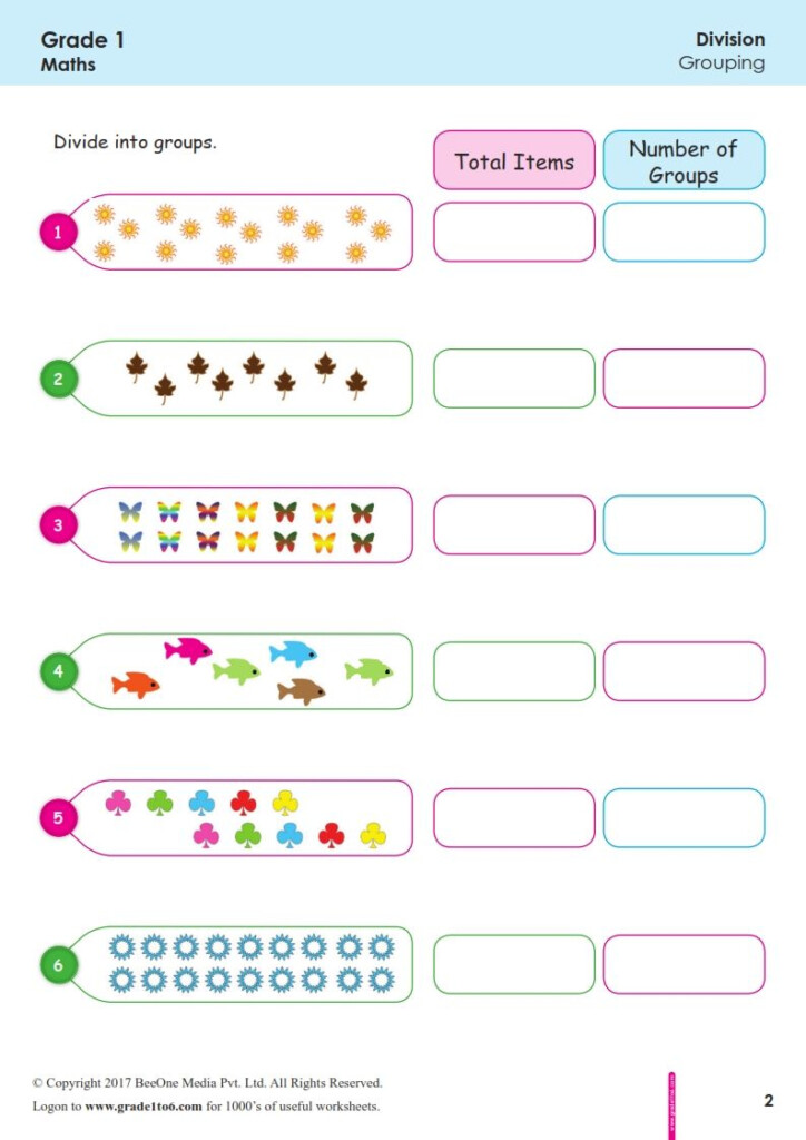 Division By Grouping Worksheets Divide Using Equal Groups Spring 