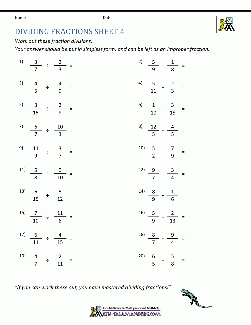 Division Fraction Worksheets Division Fraction Worksheets