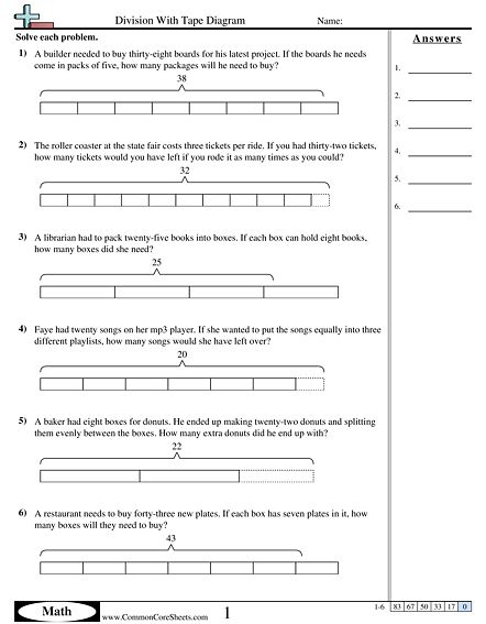 Division Models Worksheets Area Model Bar Model Array Using Bar 