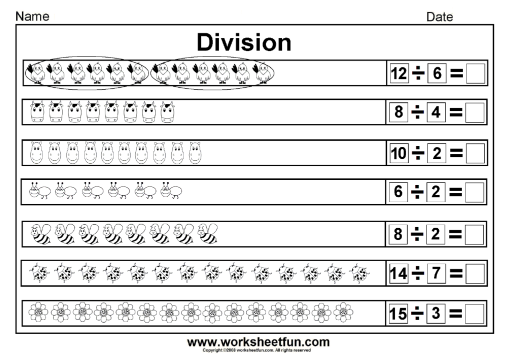 Division Sharing Equally Picture Division 14 Worksheets FREE 