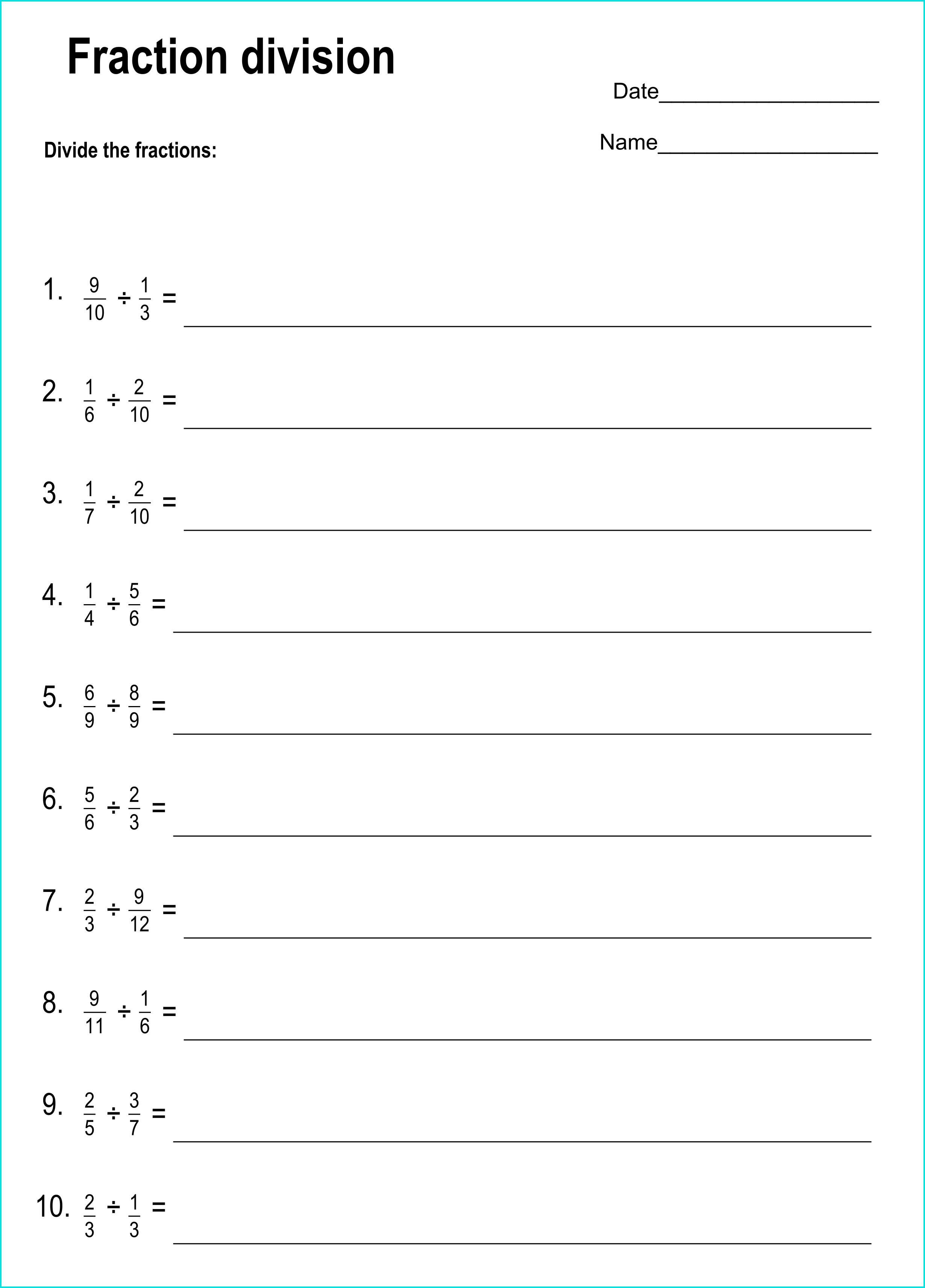 Division Using Fraction Worksheet School Division Of A Proper Division Using Fraction Worksheet School Division Of A Proper
