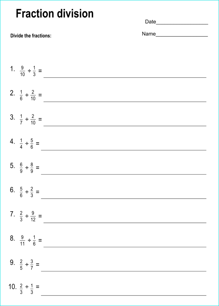 Division Using Fraction Worksheet School Division Of A Proper 