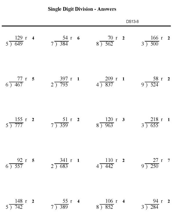 Division With Remainders Worksheet 1 Hoeden At Home Printable Simple 