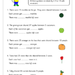 Division Word Problems Worksheets WorkSheet For Pre School