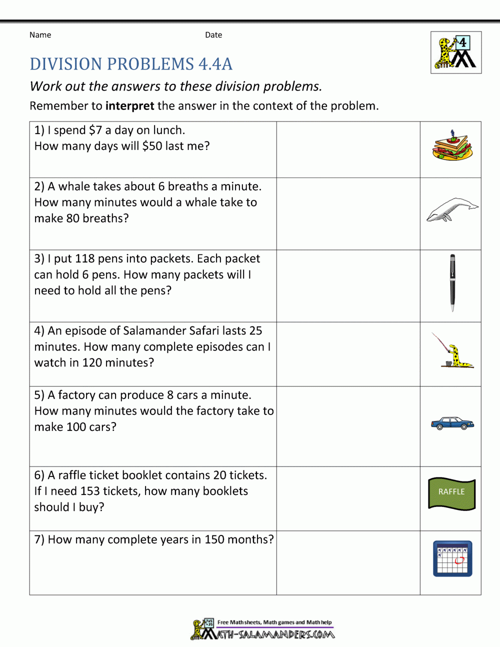 Division Worksheets Grade 4 Division Worksheets Grade 4