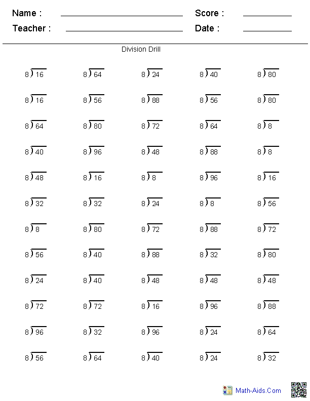 Division Worksheets Printable Division Worksheets For Teachers