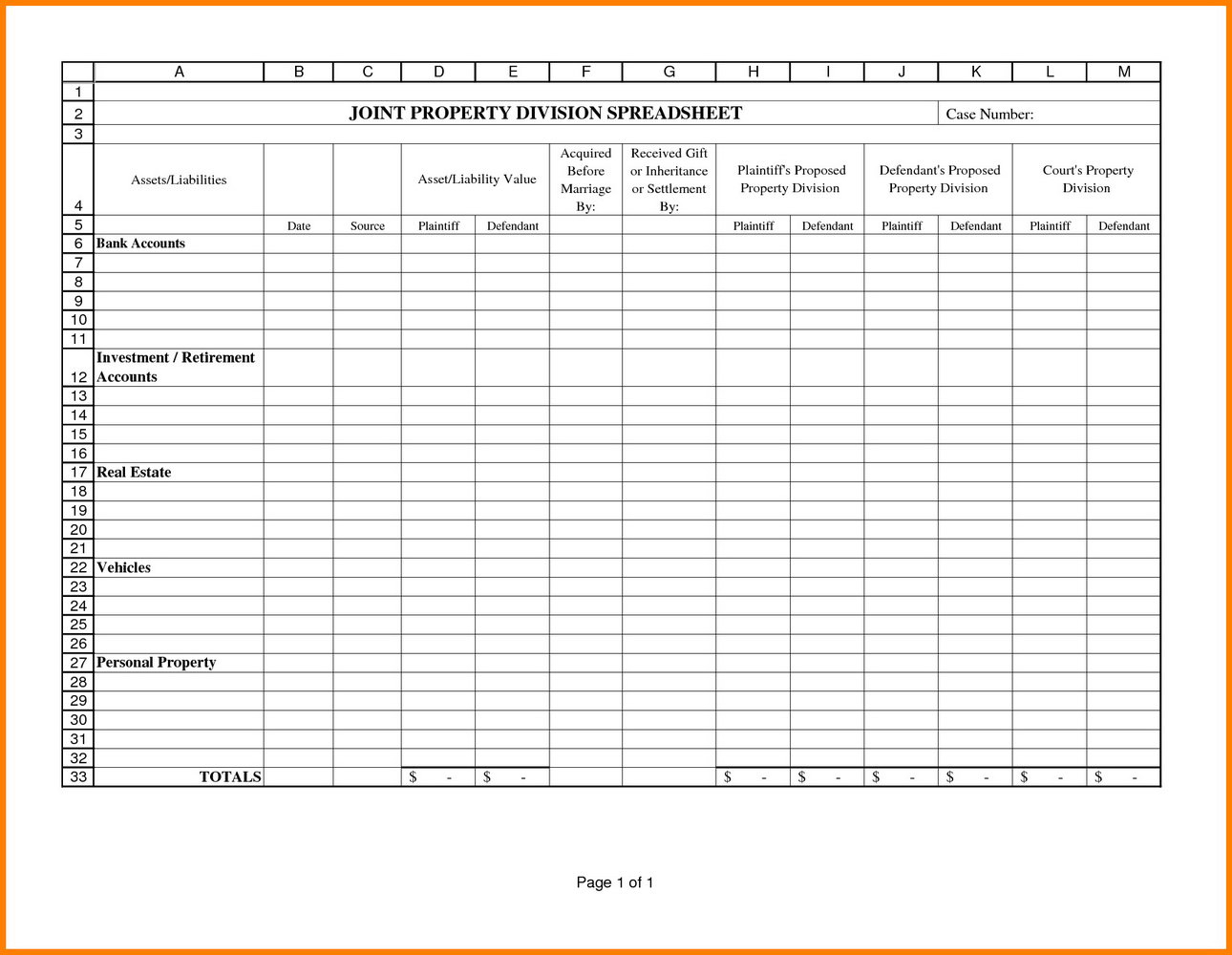 Divorce Property Division Worksheet Excel Universal Network Divorce Property Division Worksheet Excel Universal Network