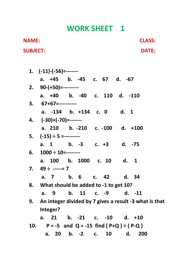 Diy Integer Sums Worksheet The Bike Year
