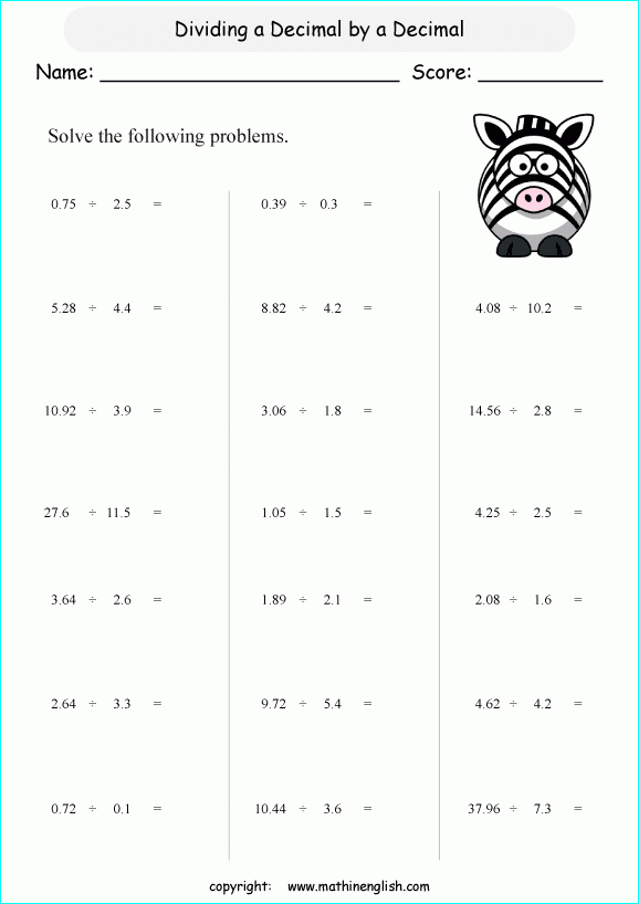 Grade 6 Math Worksheets Decimals TUTORE ORG Master Of Documents