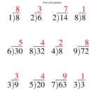 Long Division One Digit Divisor And A One Digit Quotient With No