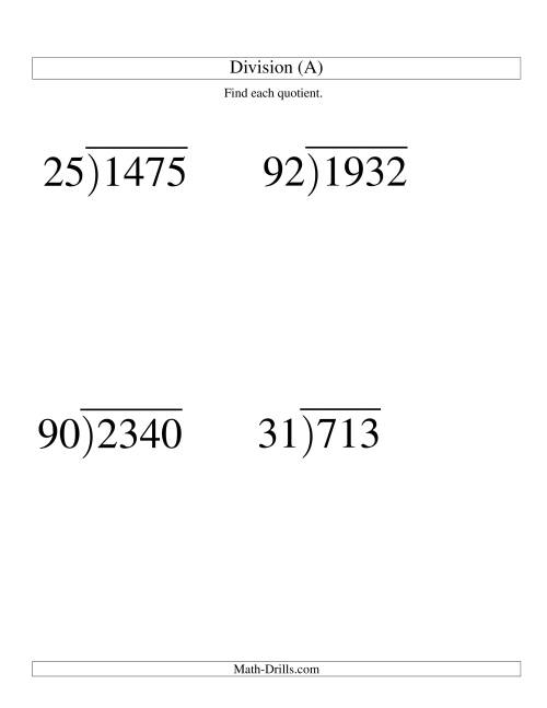 Long Division Two Digit Divisor And A Two Digit Quotient With No Long Division Two Digit Divisor And A Two Digit Quotient With No