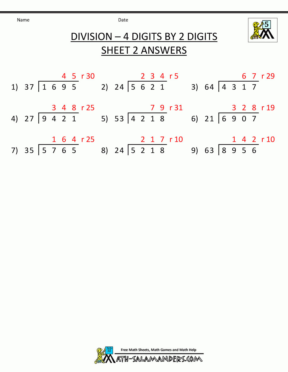 Long Division Worksheets For 5th Grade Long Division Worksheets For 5th Grade