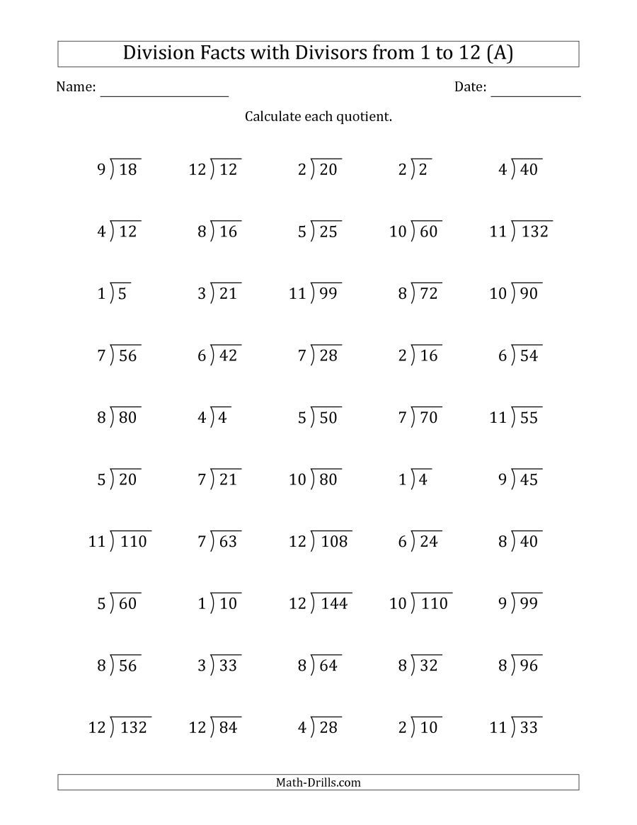 Math Drills Division Worksheets Math Worksheets For Middle School 