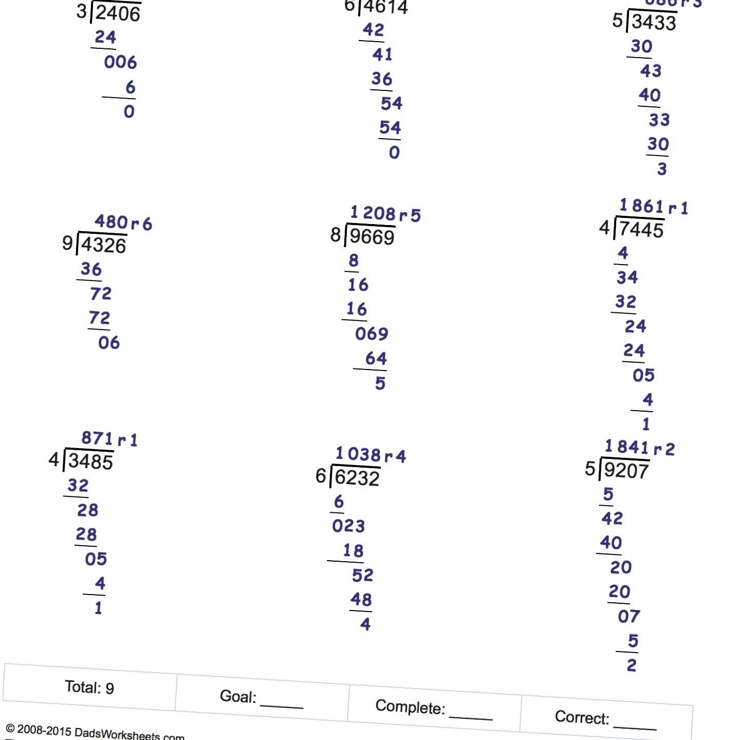 Math Worksheets Division With Remainders Division Worksheets Long Math Worksheets Division With Remainders Division Worksheets Long