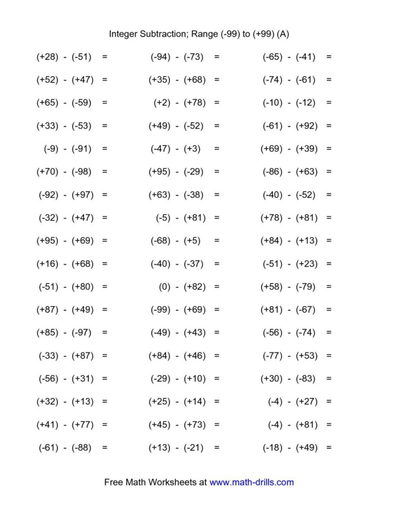 Mixed Integers Worksheets