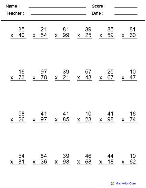 Multiplication Worksheets Dynamically Created Multiplication 