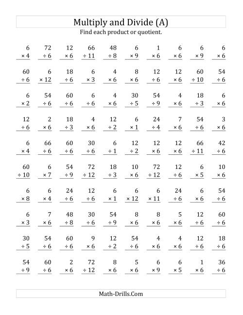 Multiplying And Dividing By 6 A 