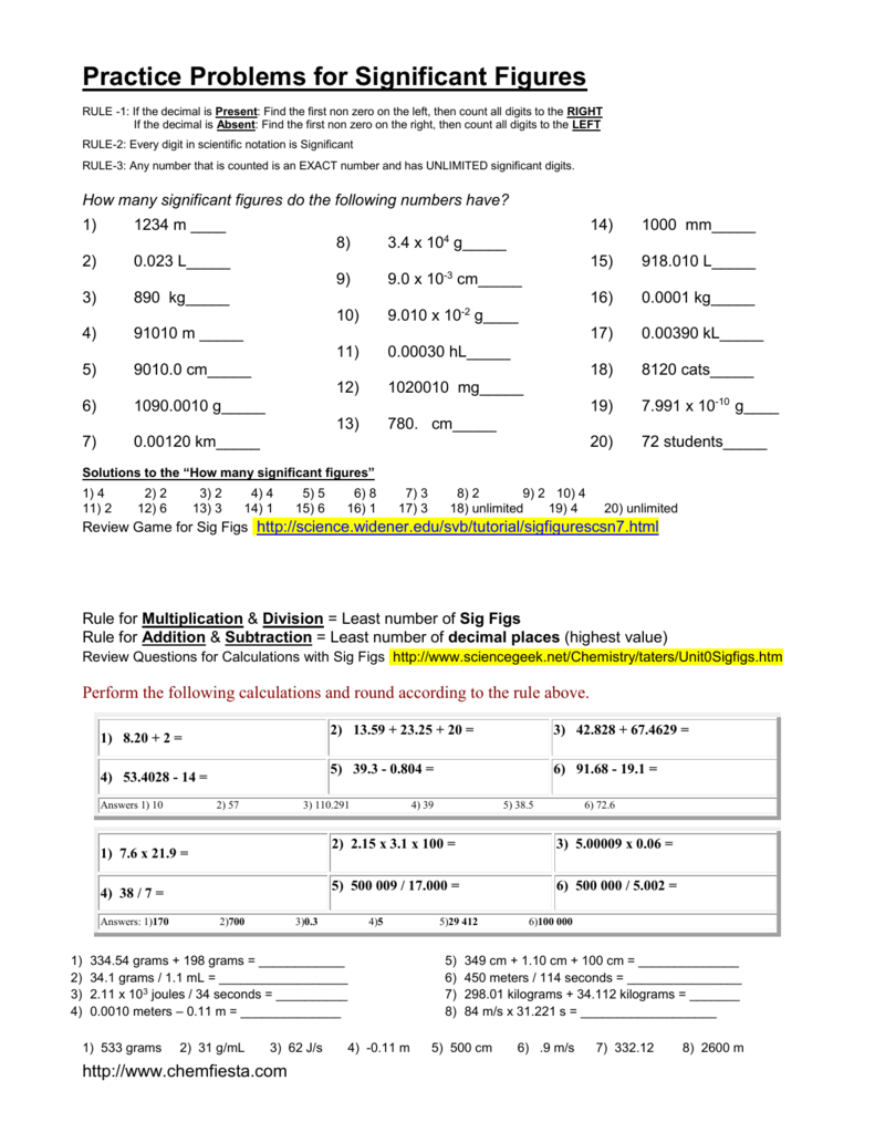 Significant Figures Worksheet Answers Smoochinspire