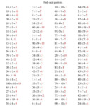 The Division Facts To 100 No Zeros C Math Worksheet Page 2 Division