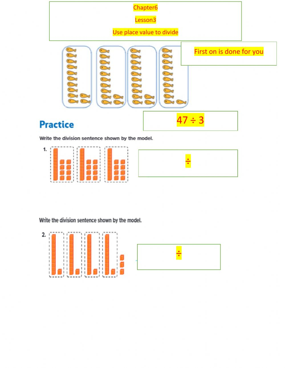 Use Place Value To Divide Interactive Worksheet Use Place Value To Divide Interactive Worksheet
