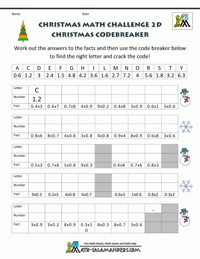 Christmas Math Worksheets Multiplication And Division Printable 