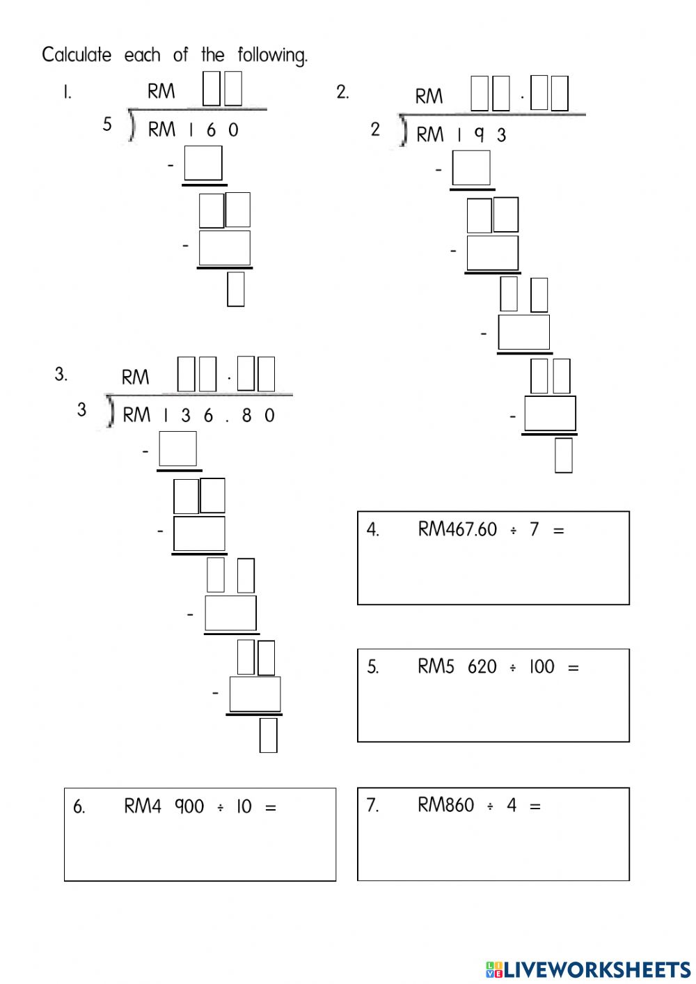 Dividing Money Worksheet By Kris Milliken Teachers Pay Teachers 