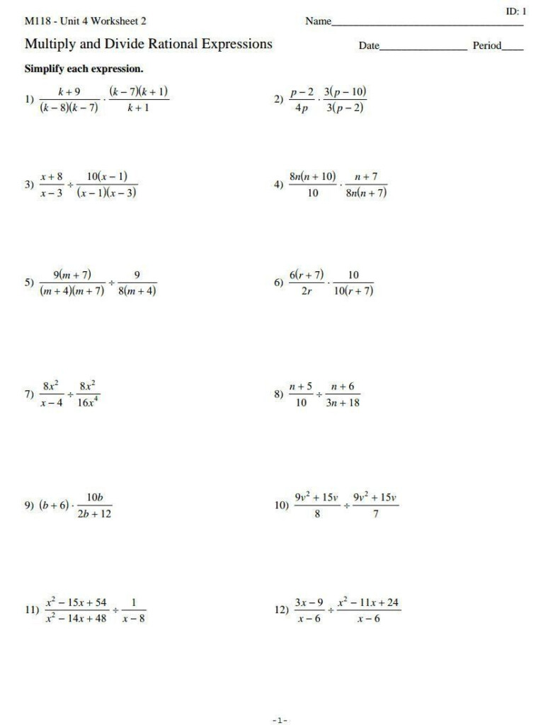 Dividing Rational Expressions Worksheet Vegan Divas NYC