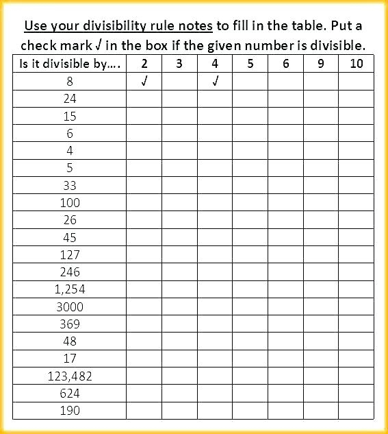 Divisibility Rules Worksheets Grade 5