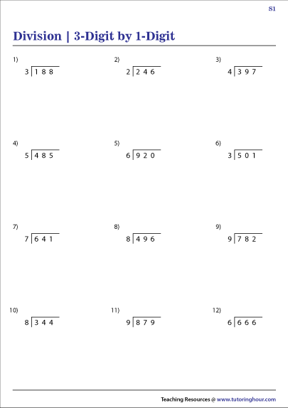 Division 3 Digit By 1 Digit Worksheets Jerry Tompkin S English Worksheets Division 3 Digit By 1 Digit Worksheets Jerry Tompkin s English Worksheets