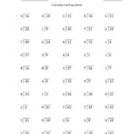 Division Facts With Divisors And Quotients From 1 To 9 With Long