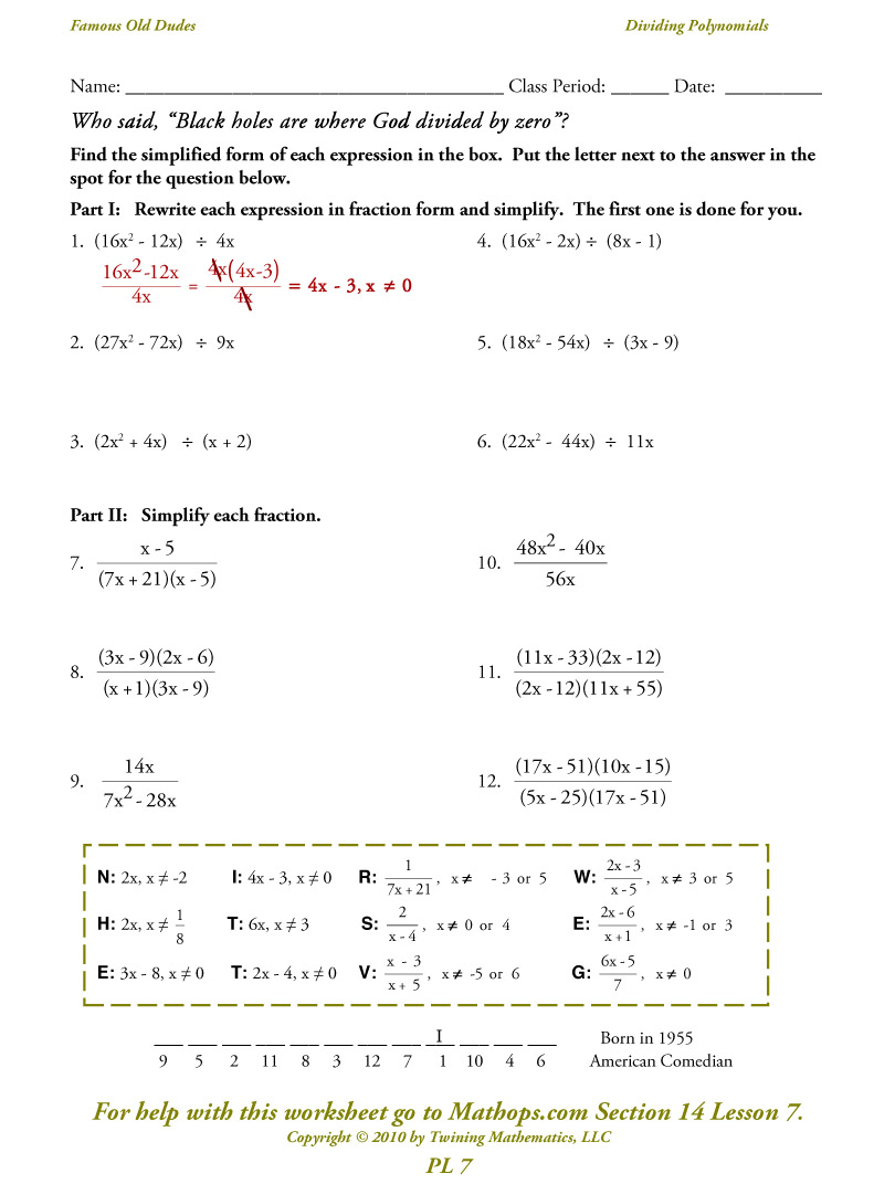 Division Of Polynomials Worksheets Division Of Polynomials Worksheets