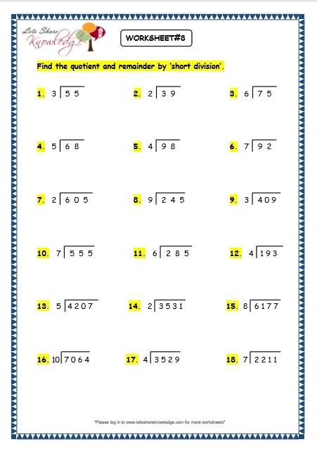 Division With Regrouping Worksheets Grade 4 DIY Worksheet 
