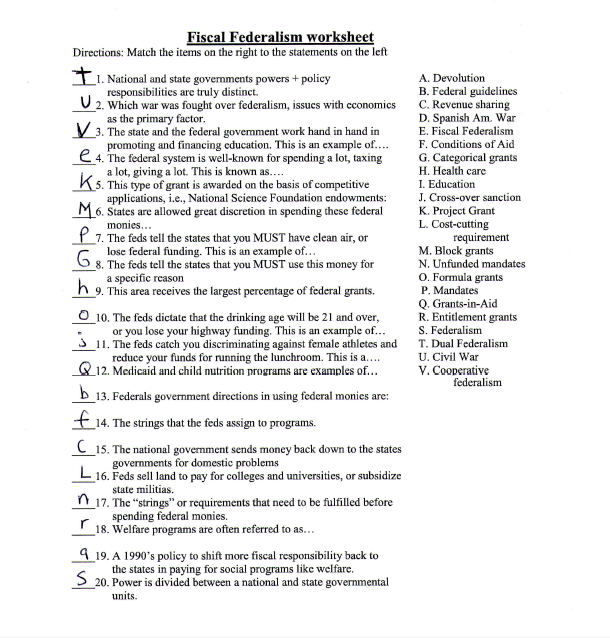 Federalism Powers Divided Worksheet Answer Key Junanlus Traciones