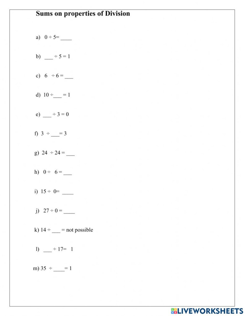 Ficha De Properties Of Division