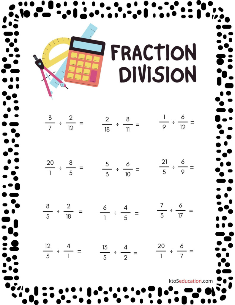 Fraction Division Worksheet PDF FREE Download