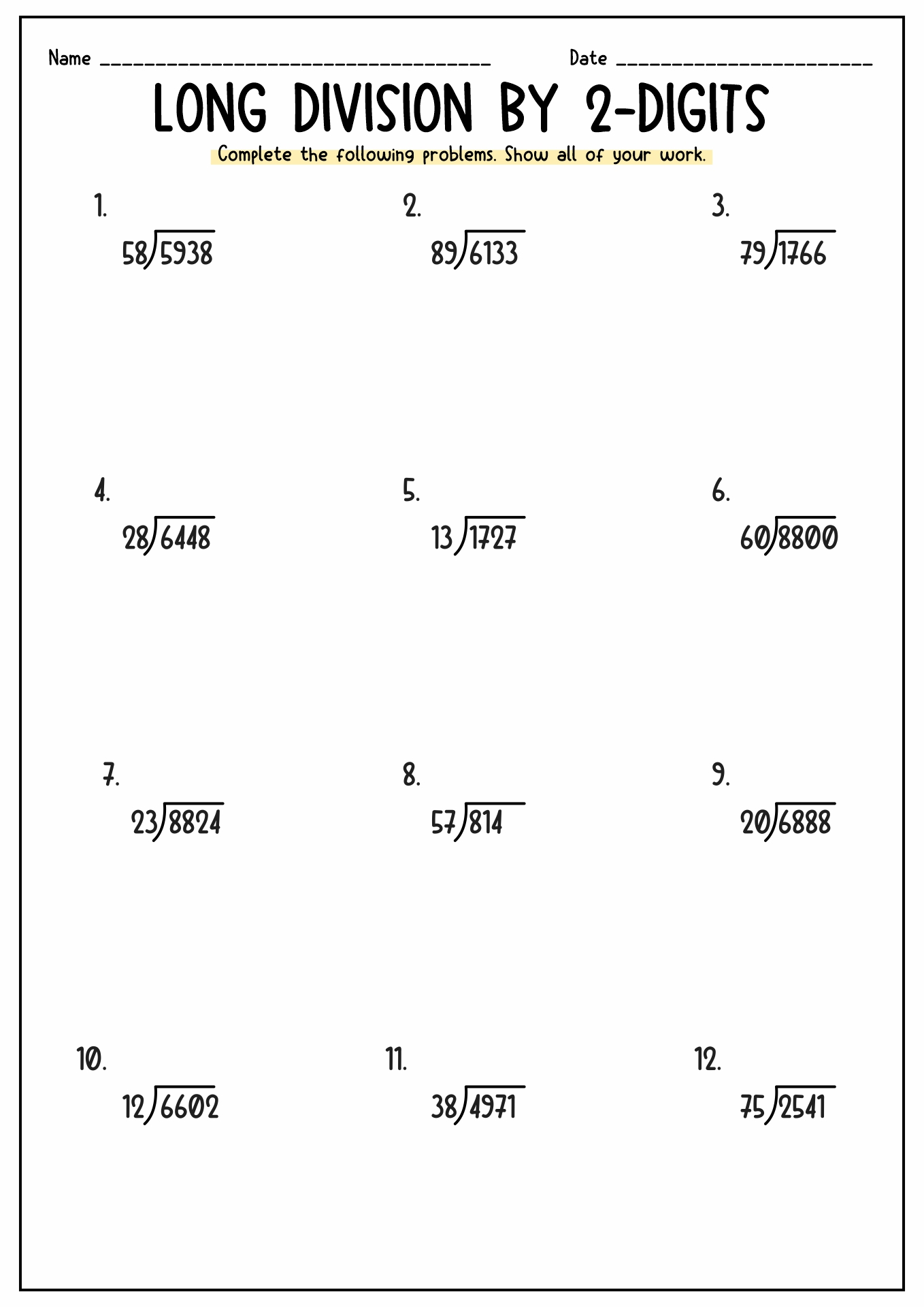 Free Printable Long Division Worksheets 5th Grade PrintableTemplates Free Printable Long Division Worksheets 5th Grade PrintableTemplates