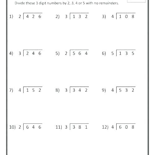 Long Division No Remainders Worksheet Long Division No Remainders Worksheet